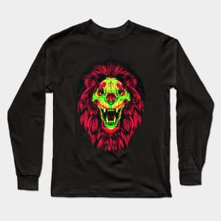 Lion Skull Interactive Magenta&Green Filter T-Shirt #2 By Red&Blue Long Sleeve T-Shirt